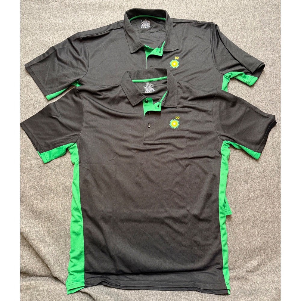 Lot of 2 BP Gas Station Employee Uniform Polo Shirts Mens XL Gray Green